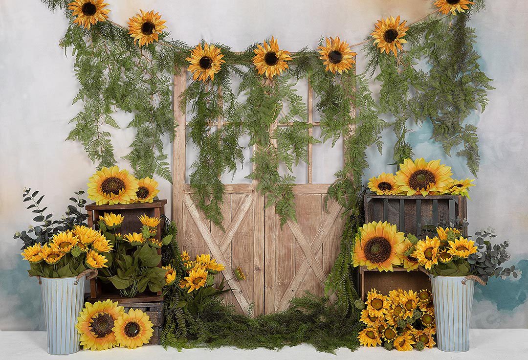 Kate Spring Sunflowers Vines Door Backdrop Designed by Emetselch -UK