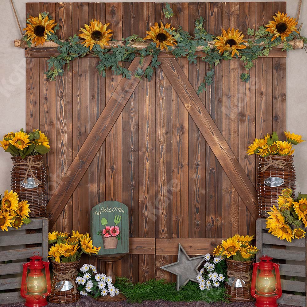 Kate Spring Flower Backdrop Barn Door Designed by Emetselch