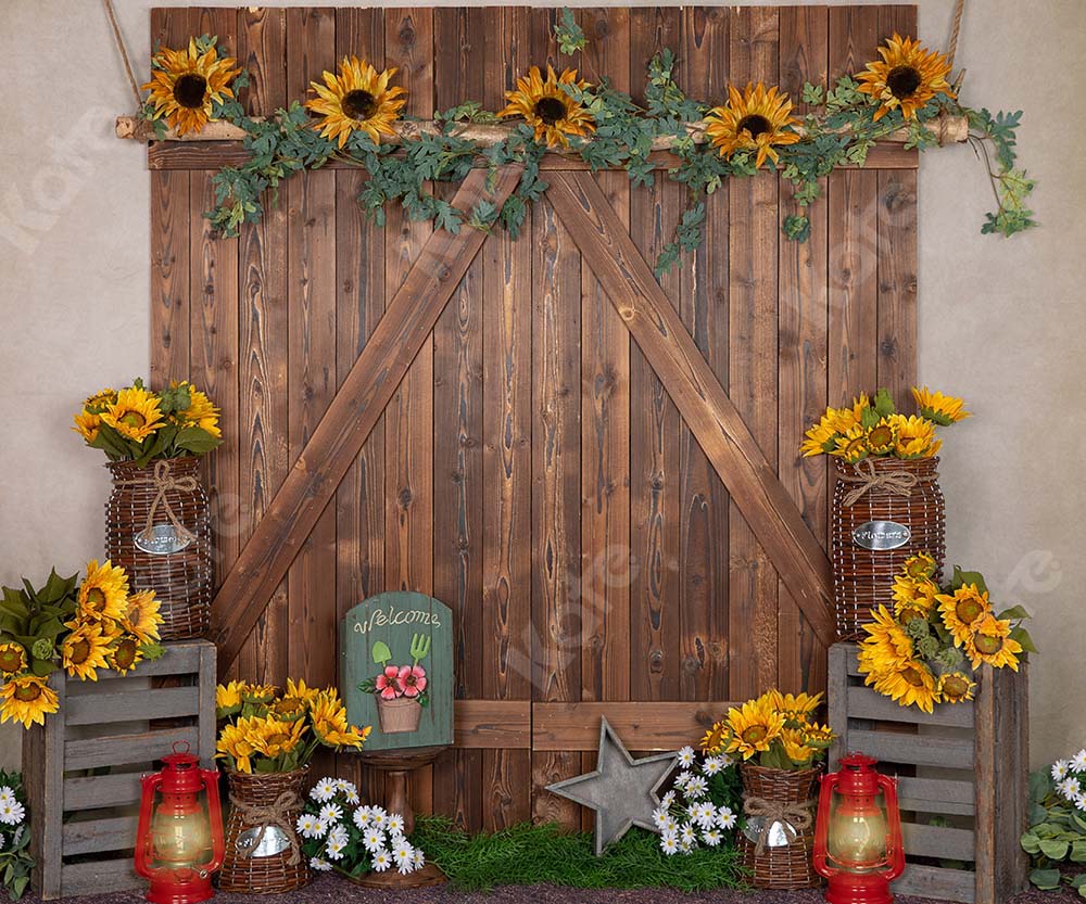 Kate Spring Flower Backdrop Barn Door Designed by Emetselch
