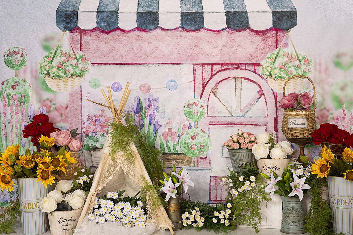 Kate Spring Flower Shop Flowers Tent Backdrop Designed by Emetselch