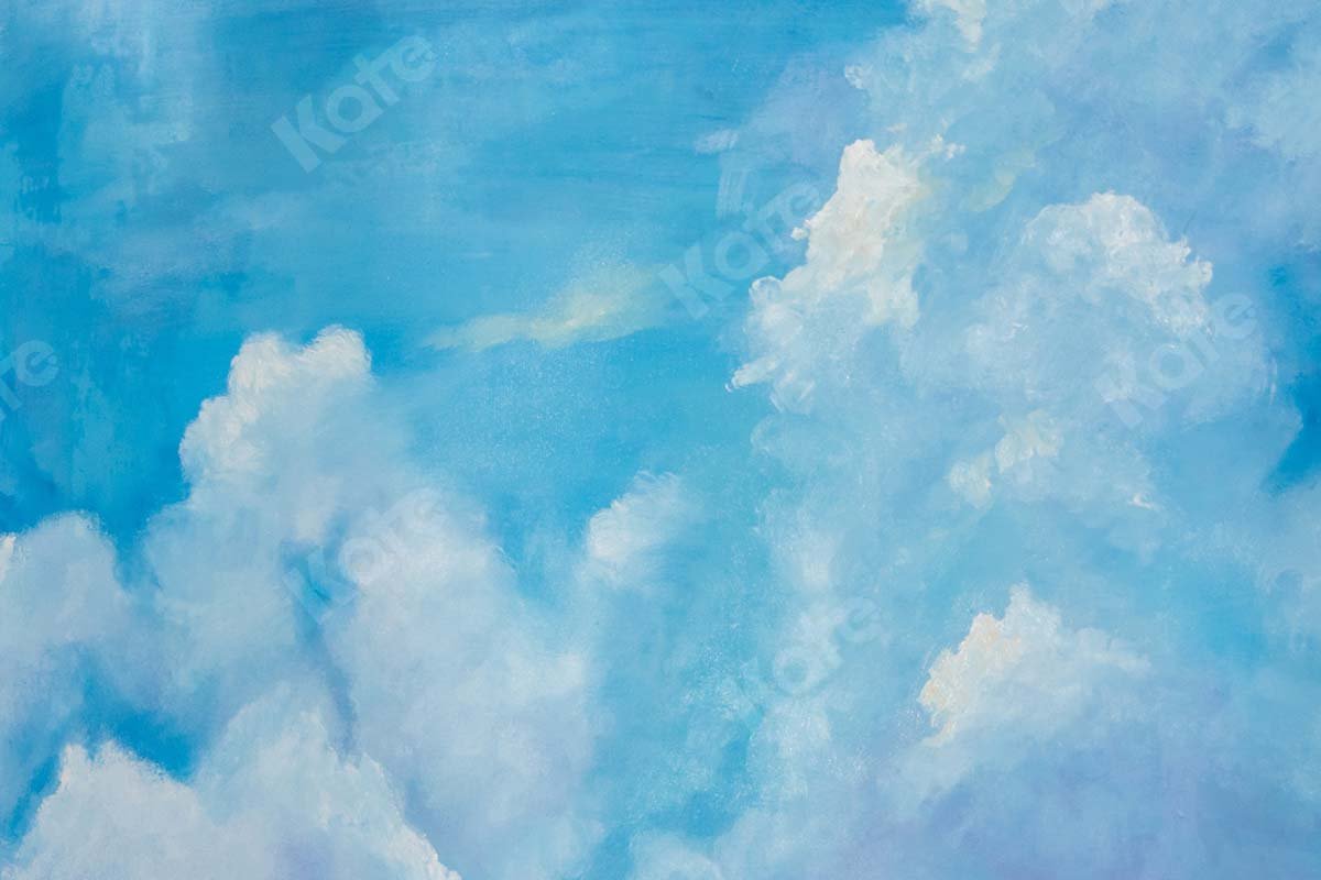Kate Fine Art Blue Sky White Clouds Cake Smash Backdrop Designed by GQ -UK