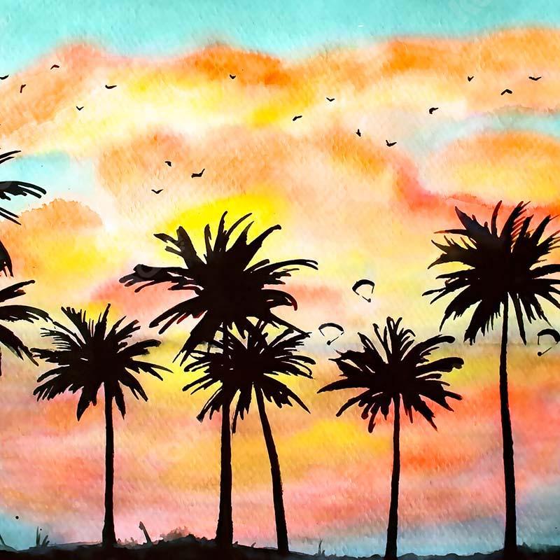 Kate Summer Coconut Tree Dusk Backdrop Designed by GQ -UK