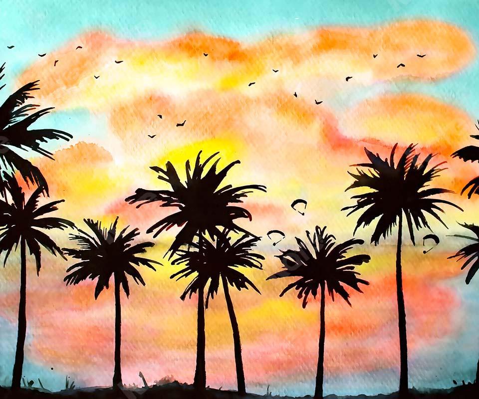 Kate Summer Coconut Tree Dusk Backdrop Designed by GQ -UK