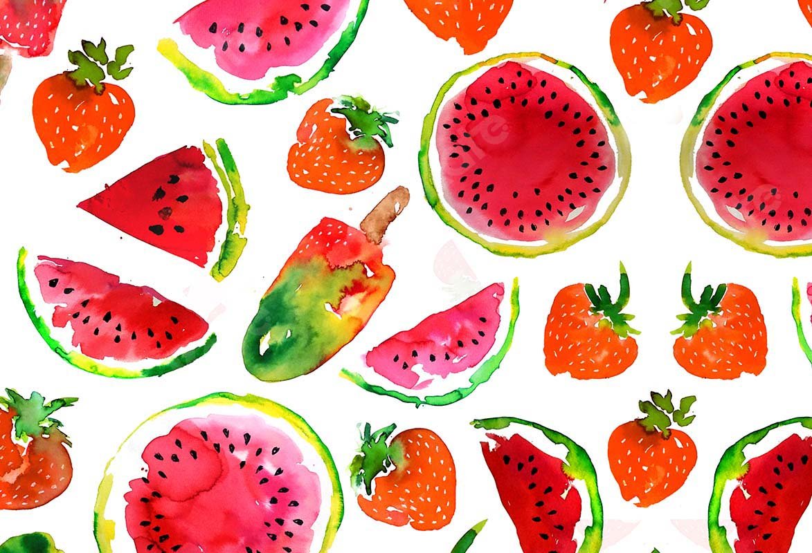 Kate Summer Watermelon Strawberry Ice Cream Backdrop Designed by GQ