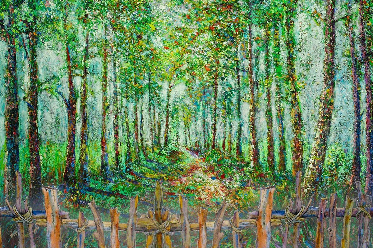 Kate Spring Fine Art Fence and Green Forest Backdrop Designed by Chain Photography -UK