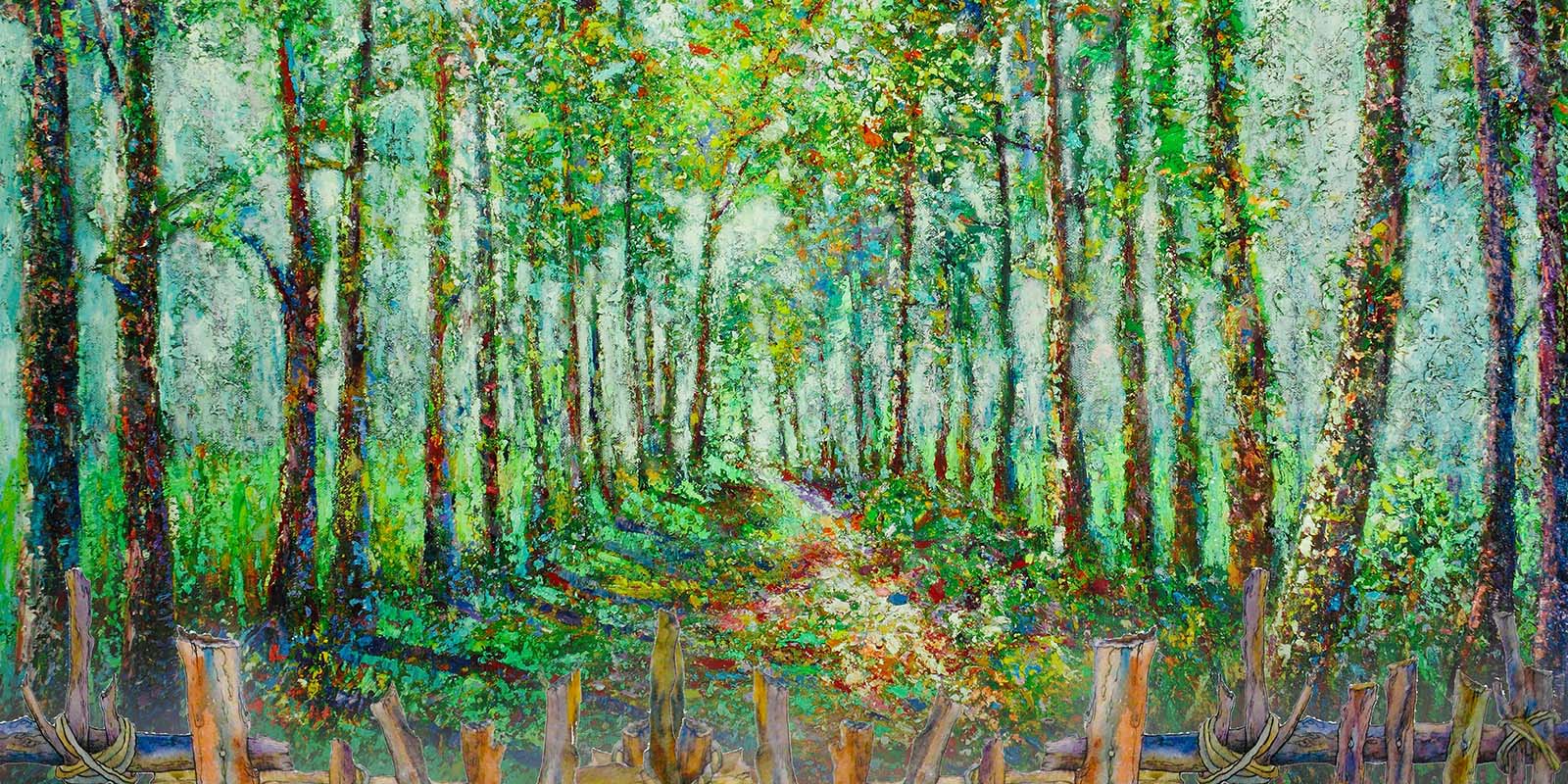 Kate Spring Fine Art Fence and Green Forest Backdrop Designed by Chain Photography -UK