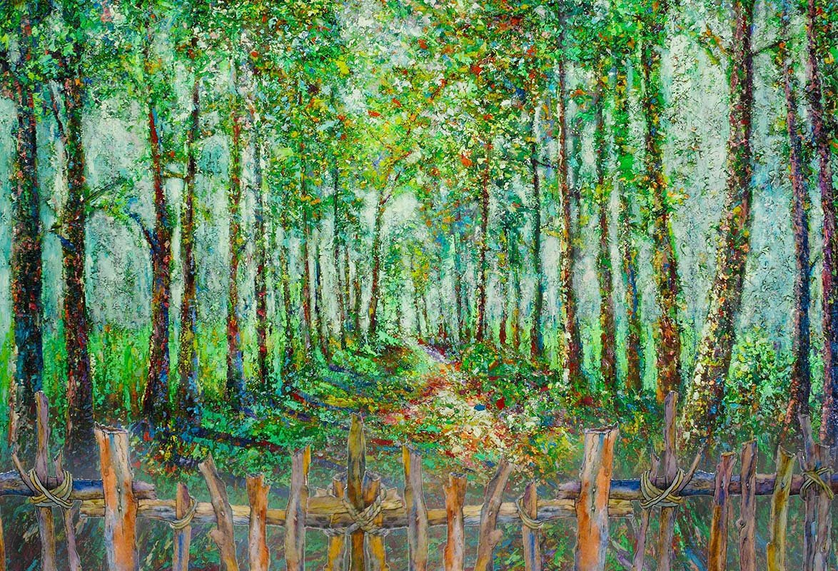 Kate Spring Fine Art Fence and Green Forest Backdrop Designed by Chain Photography -UK