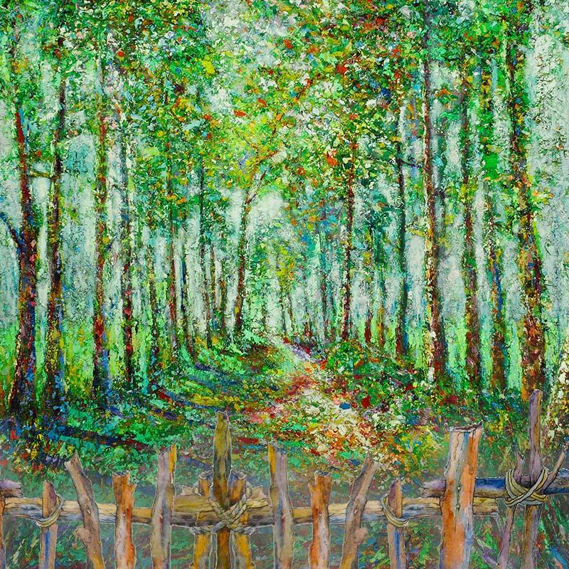 Kate Spring Fine Art Fence and Green Forest Backdrop Designed by Chain Photography -UK