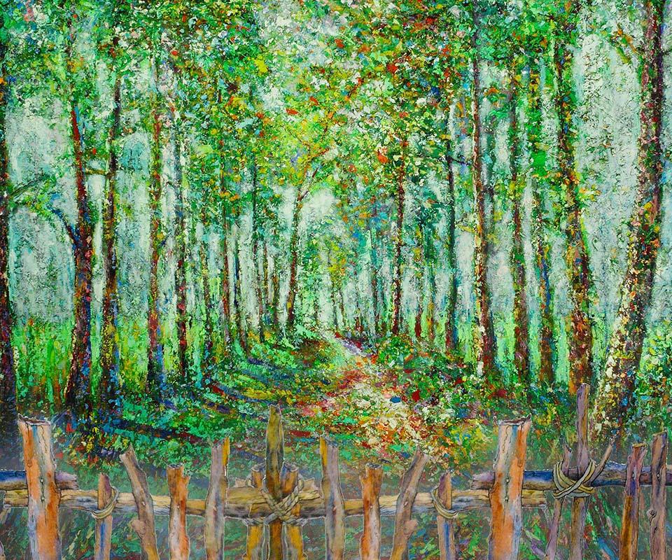 Kate Spring Fine Art Fence and Green Forest Backdrop Designed by Chain Photography -UK