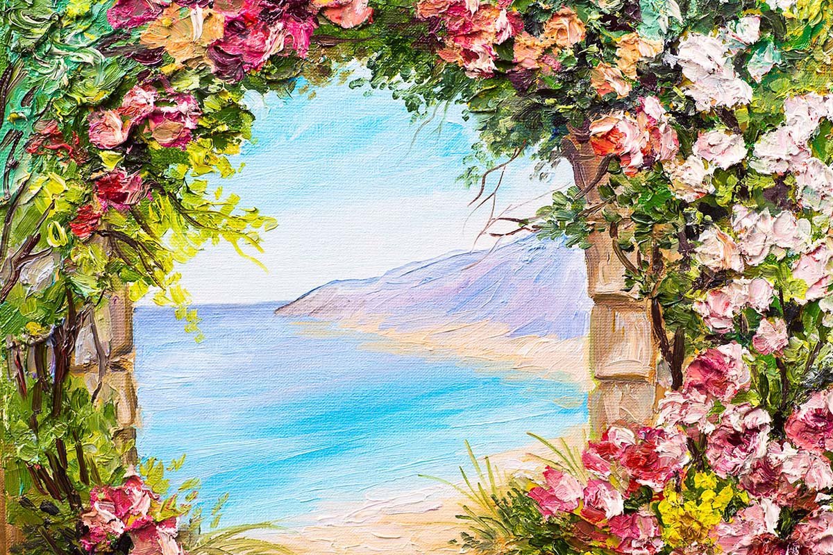 Kate Summer Beach Sea Florals Door Garden Backdrop Designed by GQ -UK