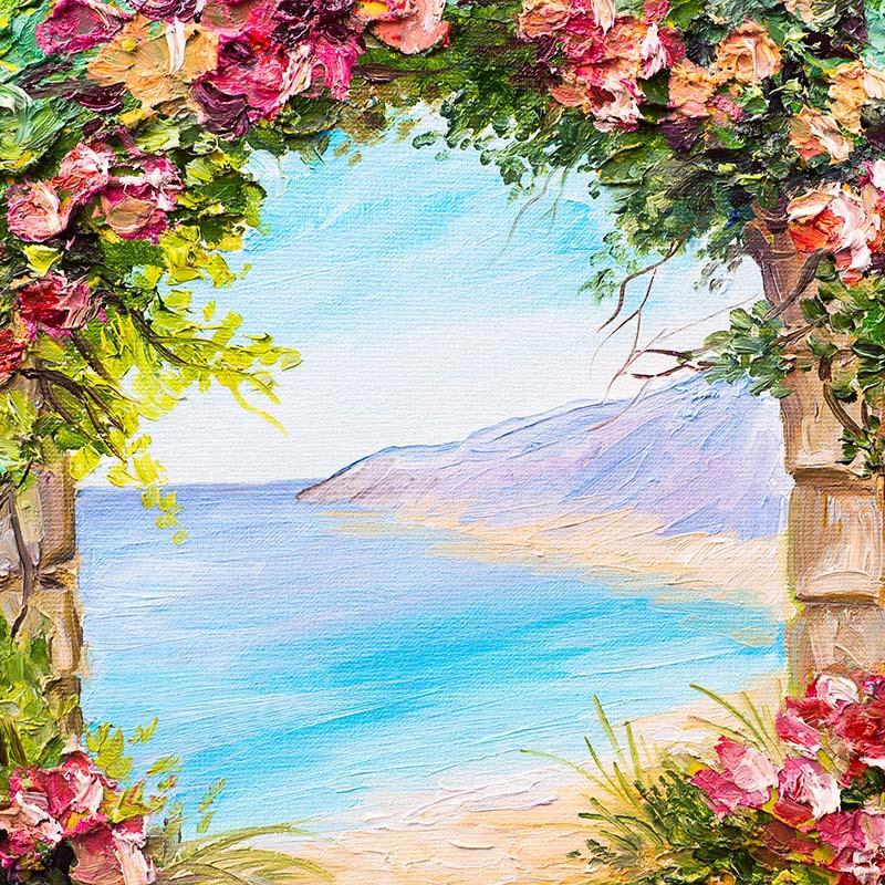 Kate Summer Beach Sea Florals Door Garden Backdrop Designed by GQ -UK