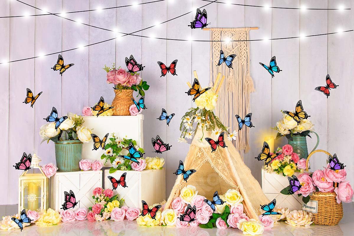 Kate Spring Flower Tent Butterfly Backdrop Designed by Emetselch