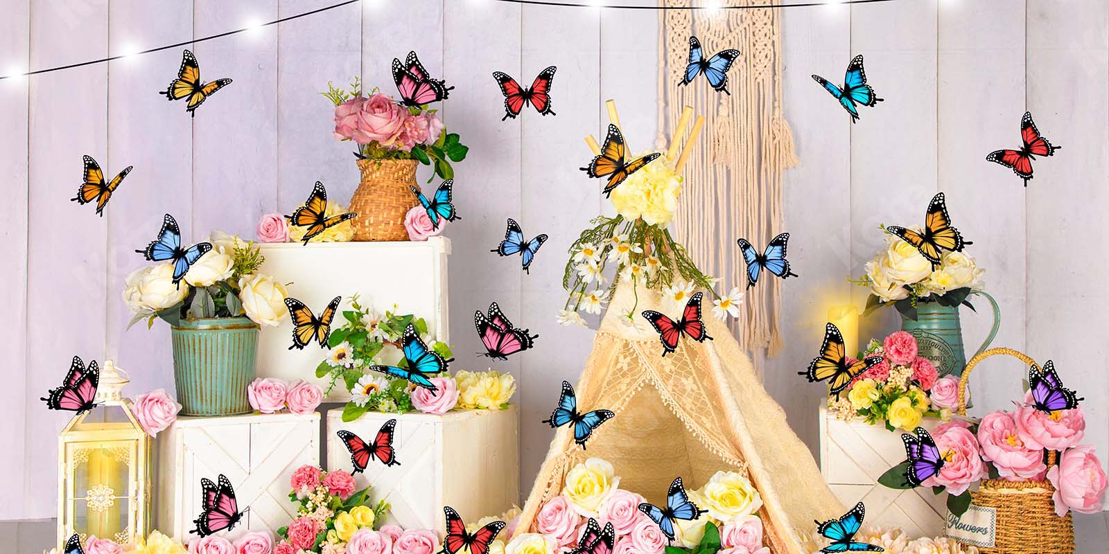 Kate Spring Flower Tent Butterfly Backdrop Designed by Emetselch