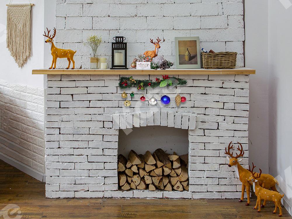 Kate Christmas Backdrop Whiter Fireplace Designed by Jia Chan Photography