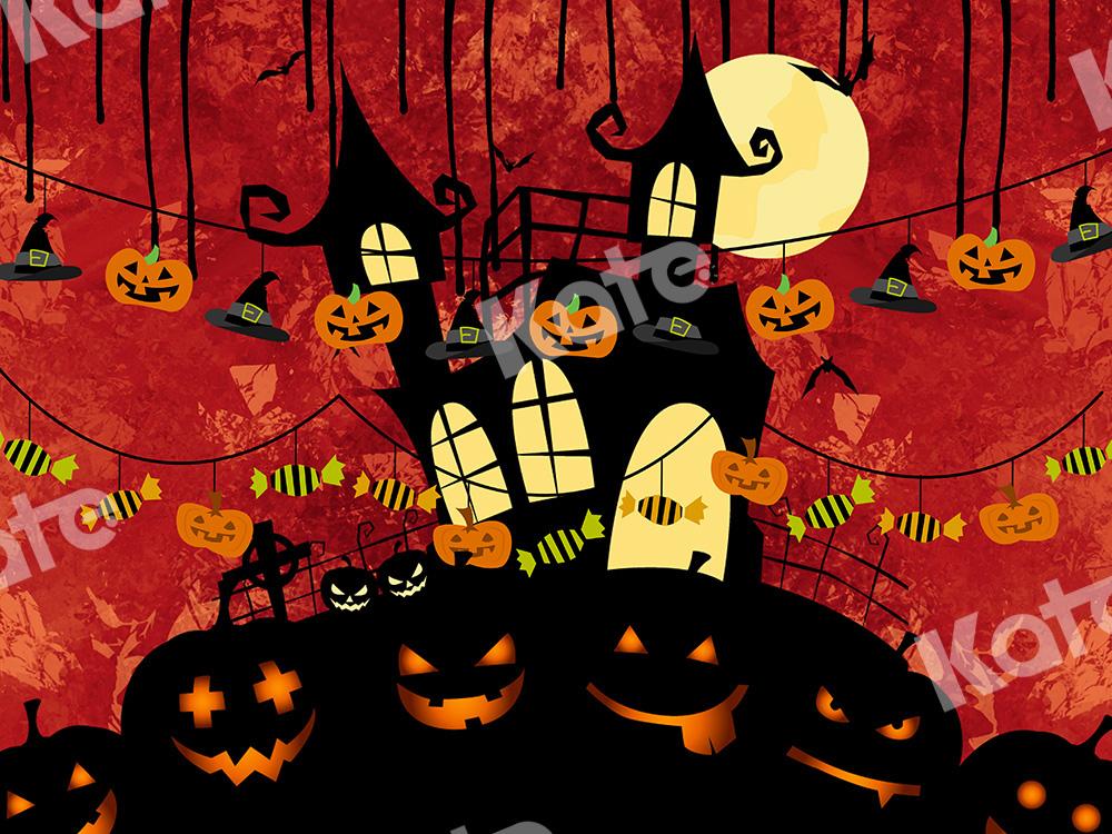 Kate Halloween Backdrop Pumpkins House Designed by Chain Photography