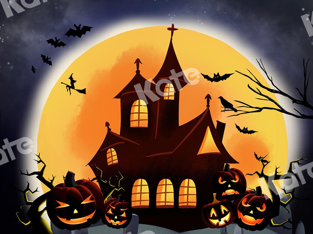 Kate Halloween Backdrop Pumpkins Witch House Designed by Chain Photography