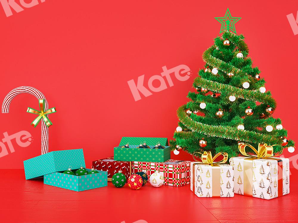 Kate Red Xmas Backdrop Gifts Christmas Tree Designed by Emetselch