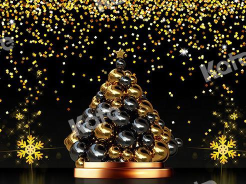 Kate Xmas Backdrop Gold&Black Christmas Tree Party Designed by Chain Photography