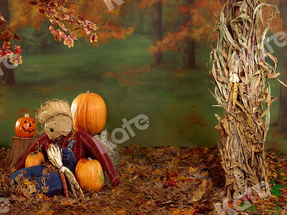 Kate Fall Backdrop Scarecrow Pumpkins Designed by Emetselch