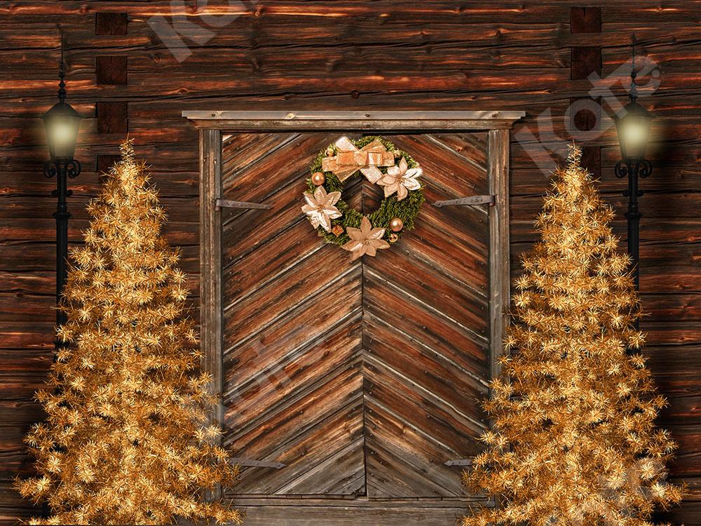 Kate Xmas Backdrop Gold Christmas Trees & Door Designed by Chain Photography -UK
