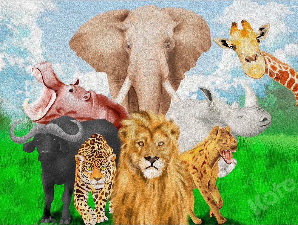 Kate Animals Backdrop Lion Elephant Giraffe Designed by GQ