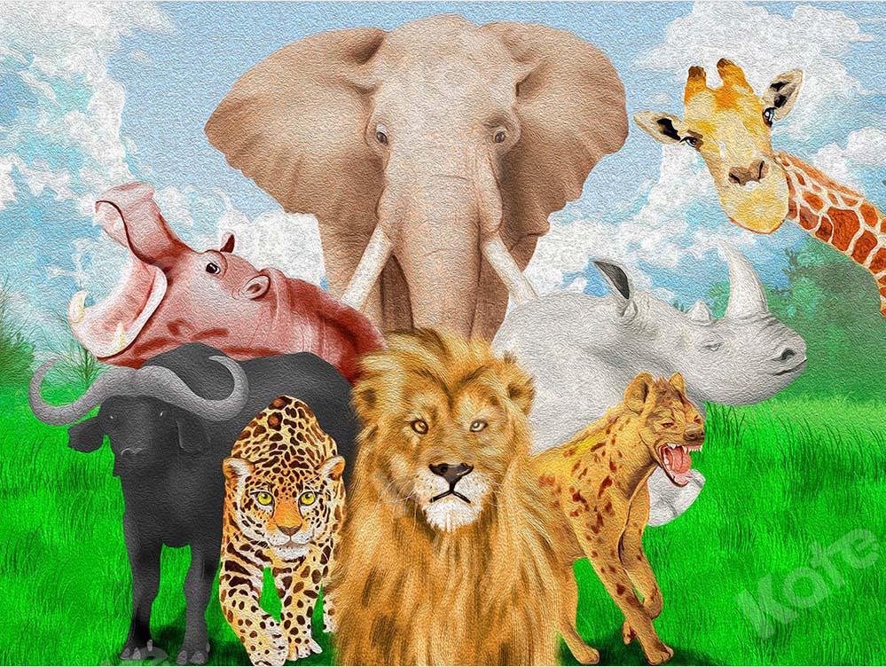 Kate Animals Backdrop Lion Elephant Giraffe Designed by GQ -UK
