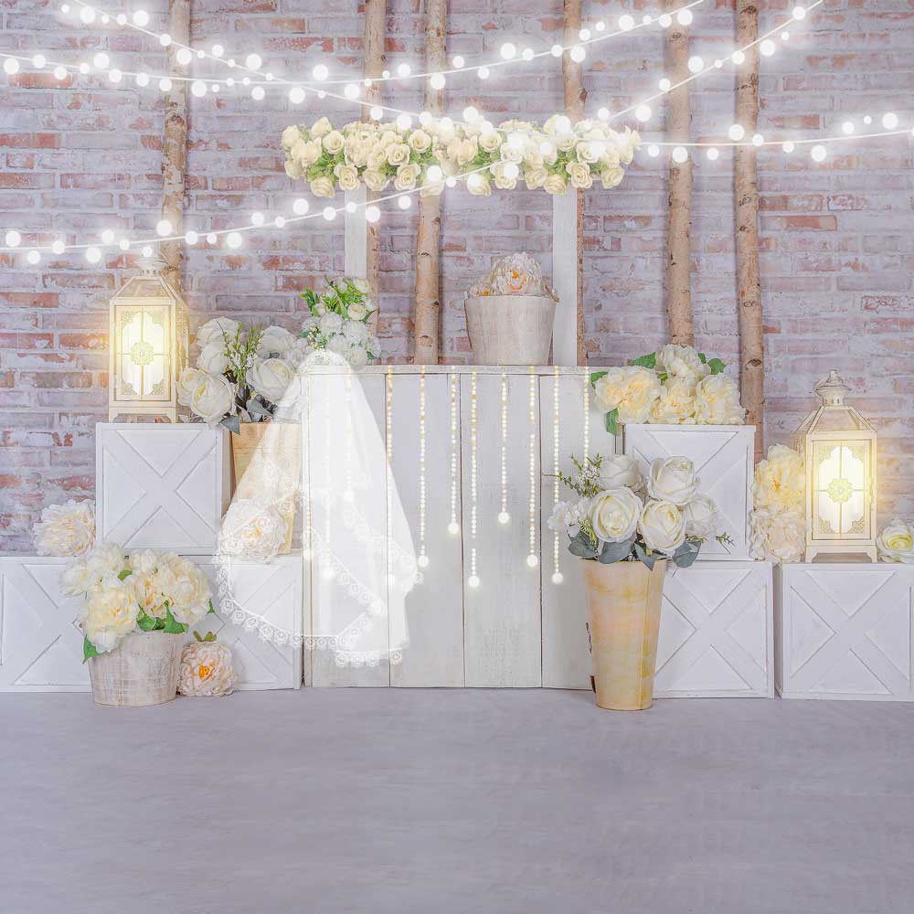 Kate Valentine's Day White Roses Stand Backdrop Designed by Emetselch