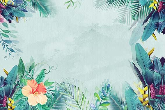 Kate Summer Palm Leaves Light Blue Backdrop Designed by Chain Photography