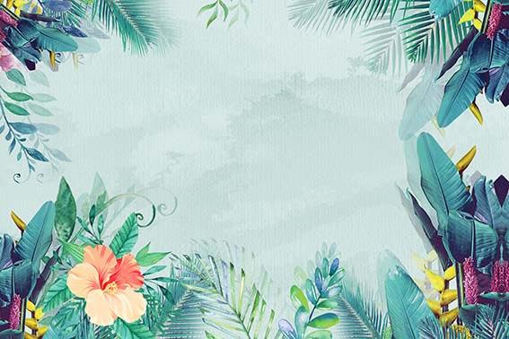 Kate Summer Palm Leaves Light Blue Backdrop Designed by Chain Photography -UK