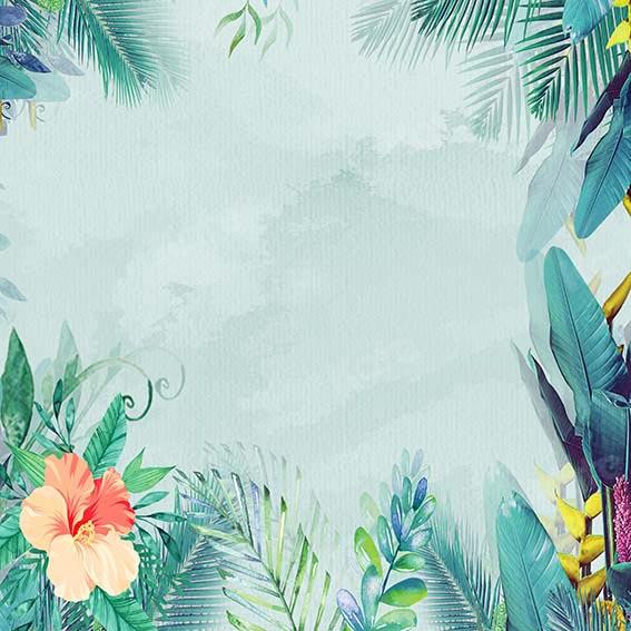 Kate Summer Palm Leaves Light Blue Backdrop Designed by Chain Photography -UK