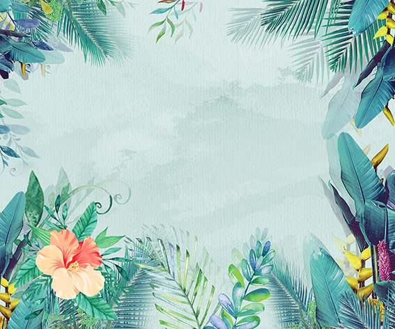 Kate Summer Palm Leaves Light Blue Backdrop Designed by Chain Photography -UK