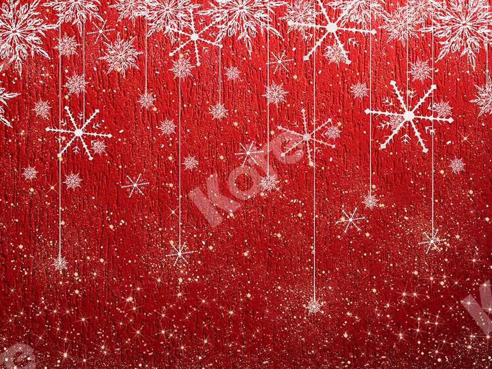 Kate Xmas Backdrop Snowflake Red Christmas Designed by Chain Photography -UK