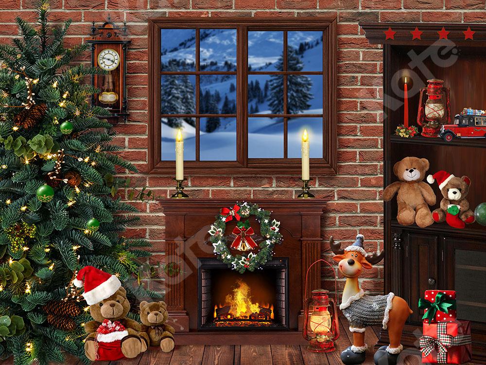 Kate Xmas Backdrop Christmas Room with Fireplace Designed by Emetselch -UK