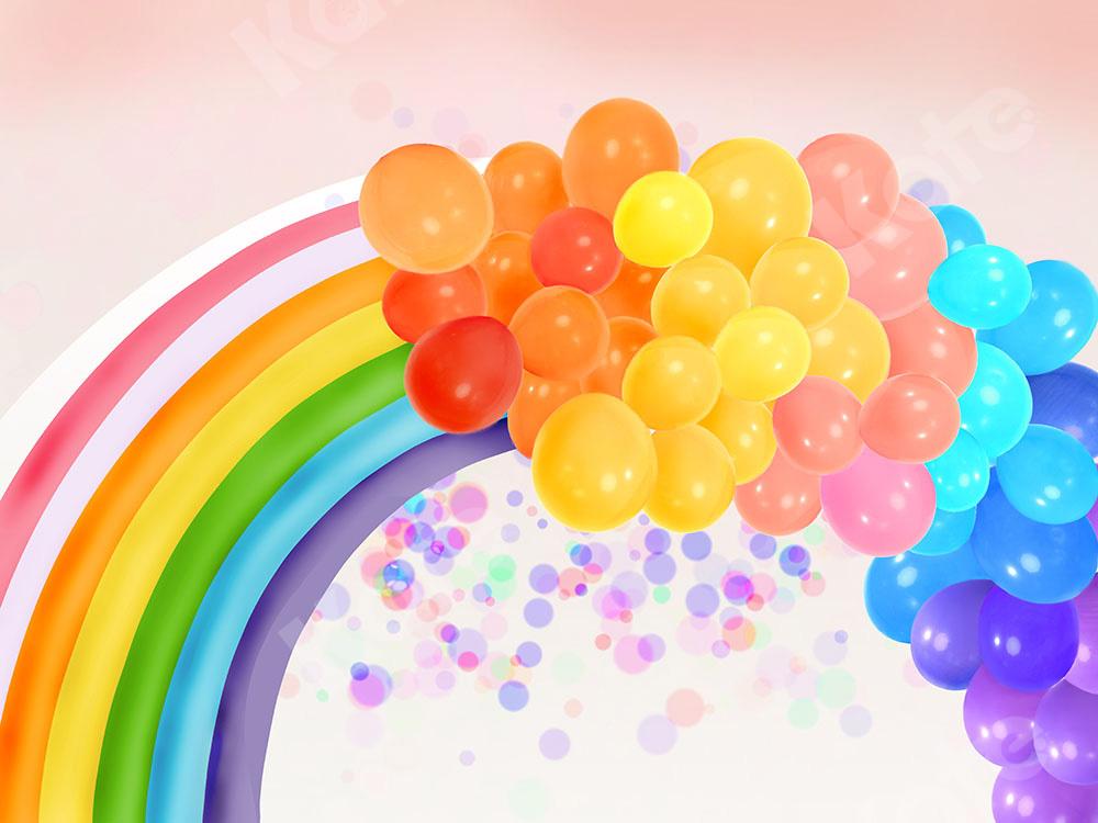 Kate Birthday Backdrop Rainbow Balloons Designed by Chain Photography