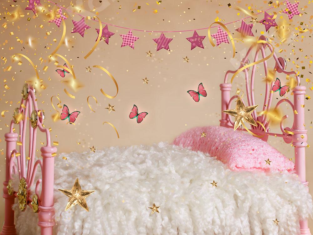 Kate Pink Girl Bed Backdrop Designed by Emetselch