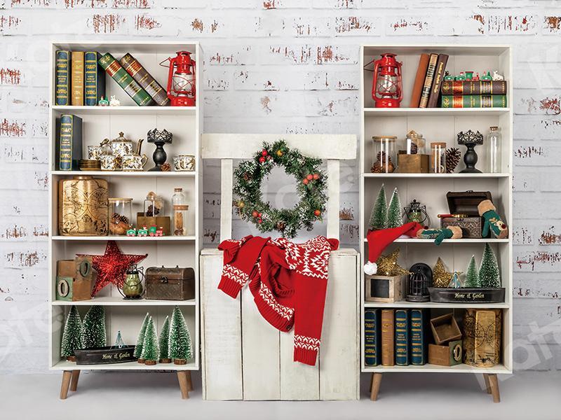 Kate Christmas Backdrop Room Bookshelves Designed by Emetselch