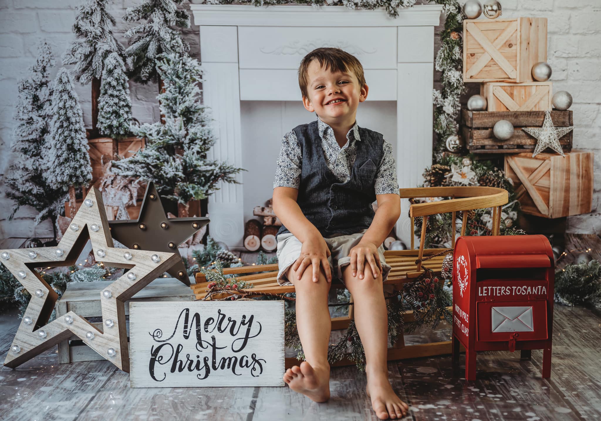 Kate Christmas Brick Fireplace Backdrop Designed by Emetselch