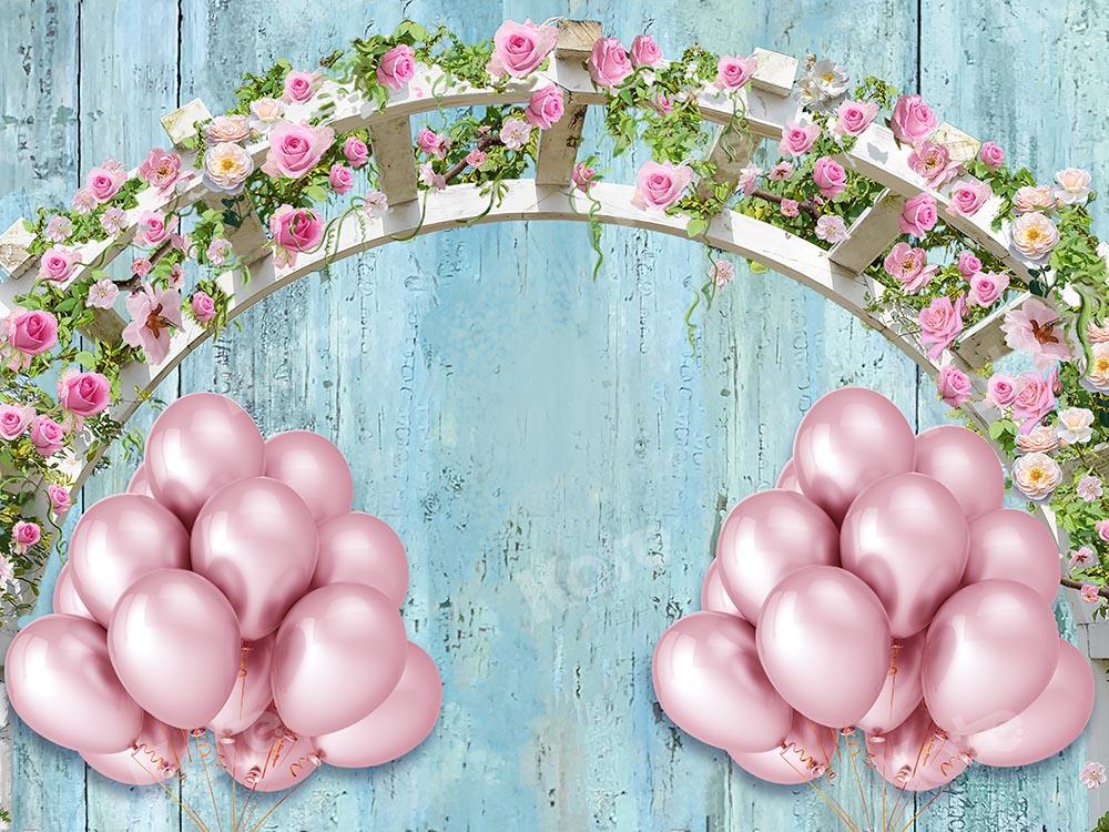 Kate Valentine's Day Balloon Rose Arch Backdrop Designed by Chain Photography