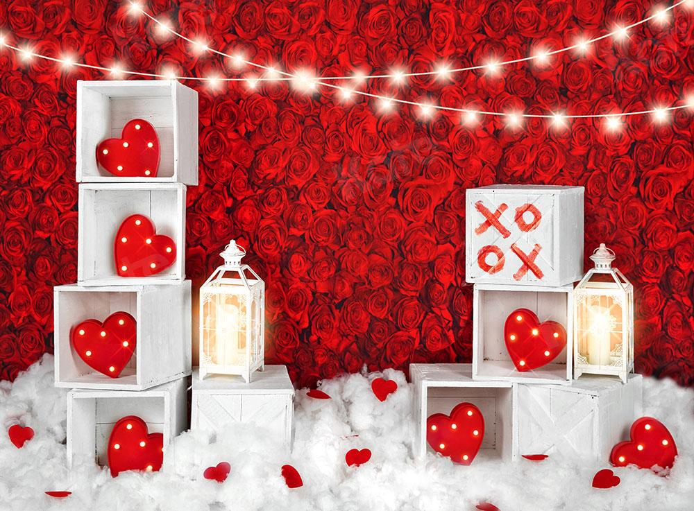 Kate Valentine's Day Roses Wall Xoxo Backdrop for photography