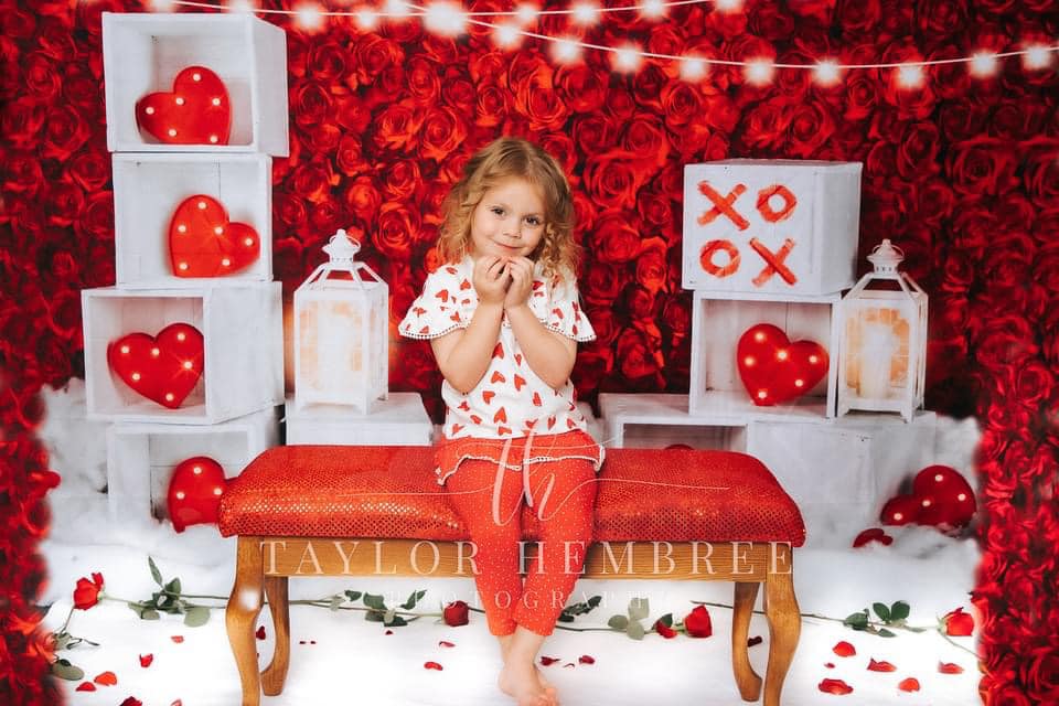 Kate Valentine's Day Roses Wall Xoxo Backdrop for photography -UK
