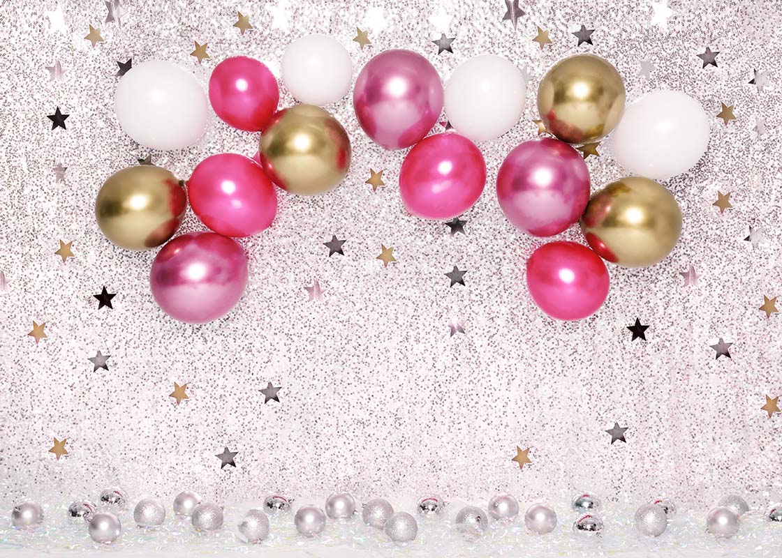 Kate Cake Smash Star Red Balloons Backdrop Designed by Emetselch -UK