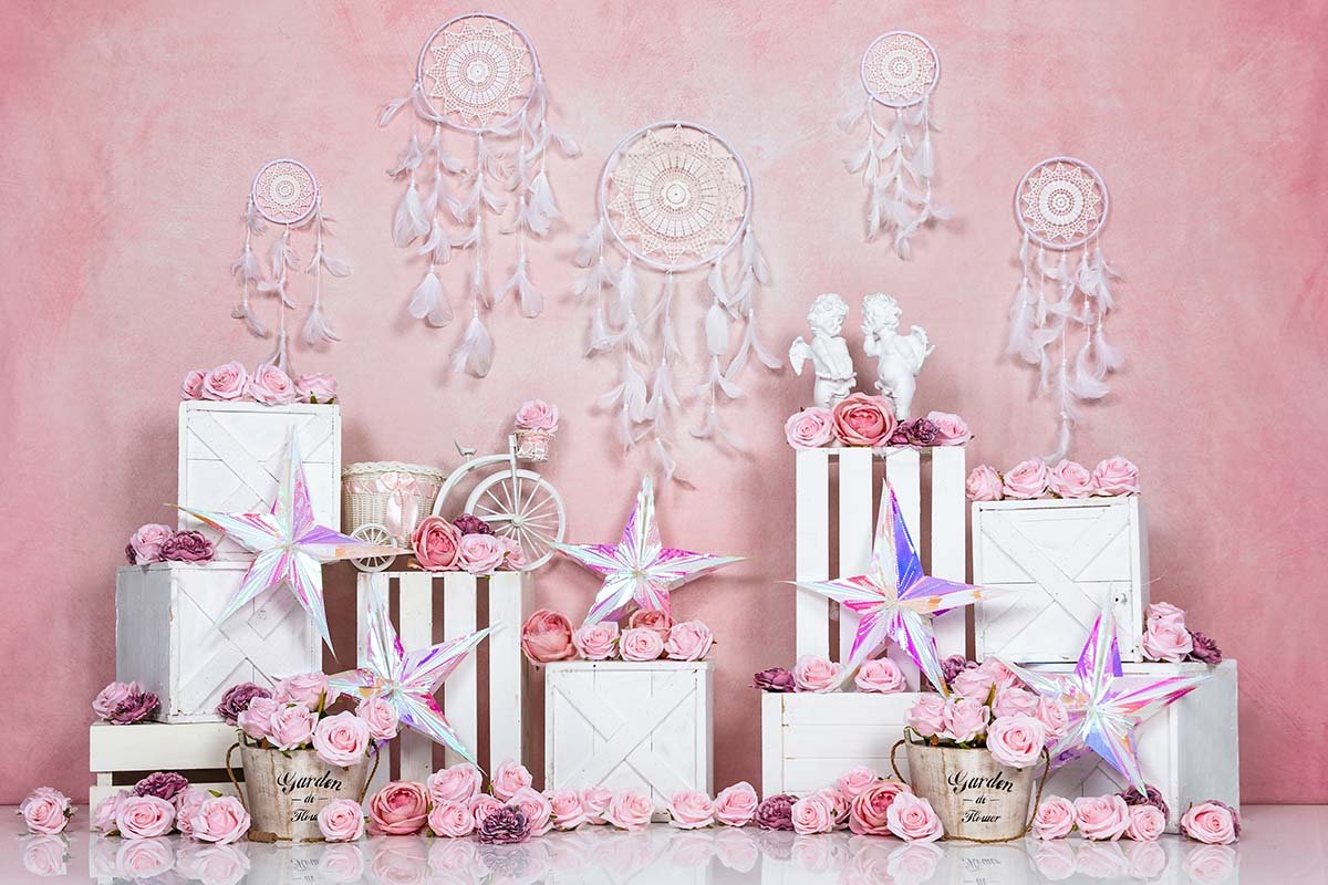 Kate Spring/valentine's Day Pink Boho Backdrop Designed by Emetselch