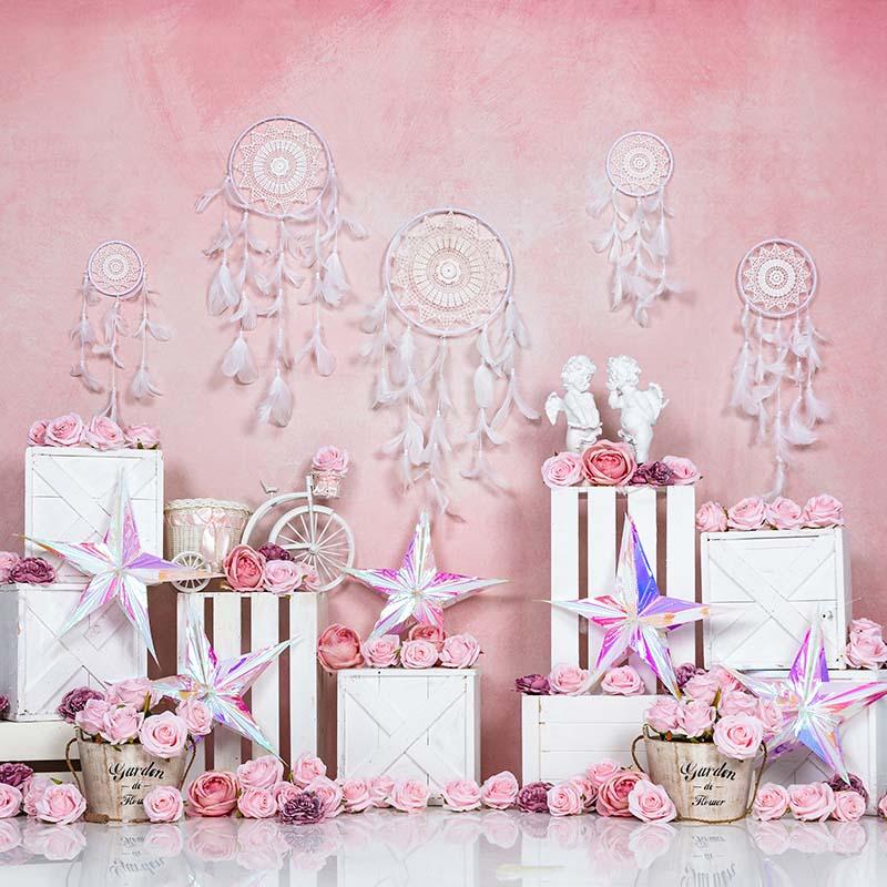 Kate Spring/valentine's Day Pink Boho Backdrop Designed by Emetselch