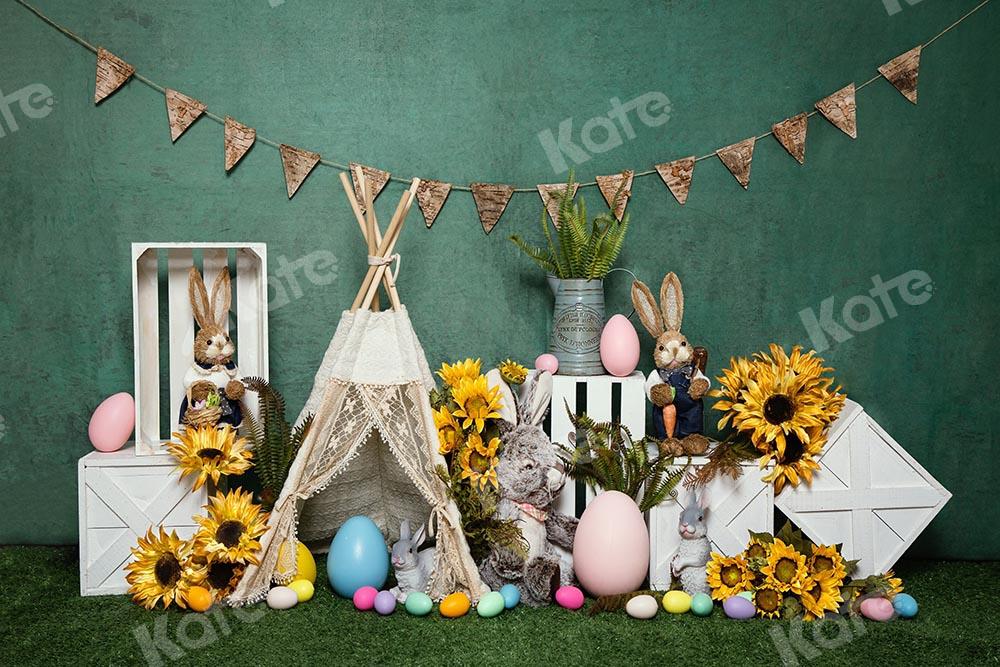 Kate Easter Tent Egg Bunny  Green Backdrop Designed by Emetselch -UK