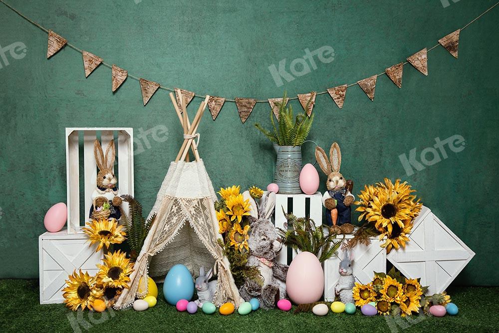 Kate Easter Tent Egg Bunny  Green Backdrop Designed by Emetselch -UK