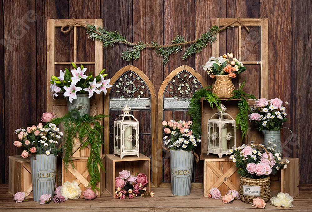 Kate Spring Flower Backdrop Wood Wall Designed by Emetselch