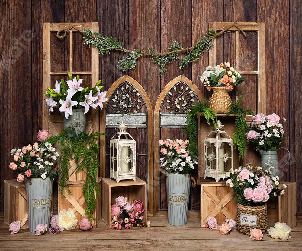 Kate Spring Flower Backdrop Wood Wall Designed by Emetselch