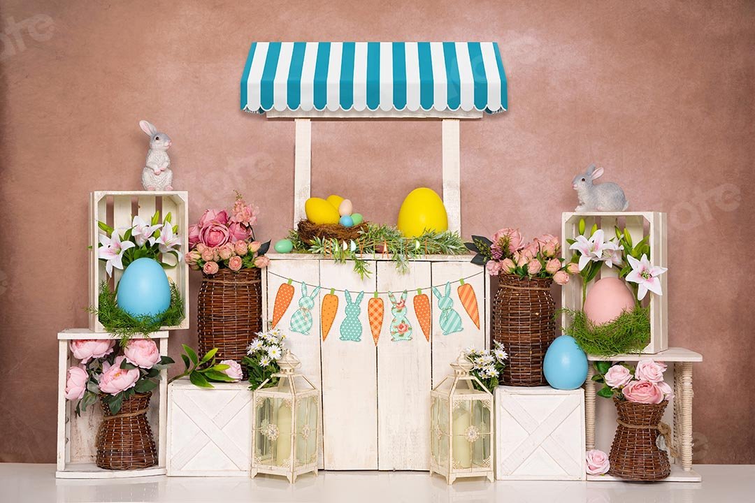 Kate Spring Easter Eggs Bunny Backdrop Flowers Designed by Emetselch