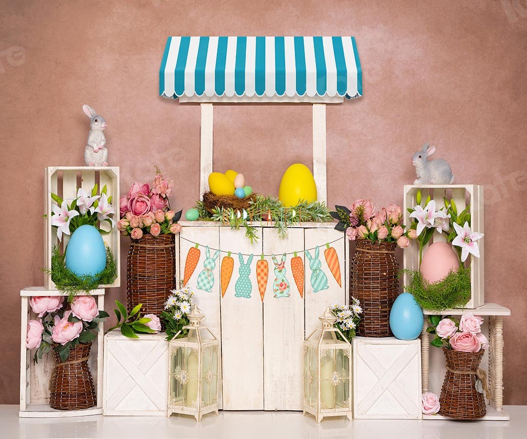 Kate Spring Easter Eggs Bunny Backdrop Flowers Designed by Emetselch -UK