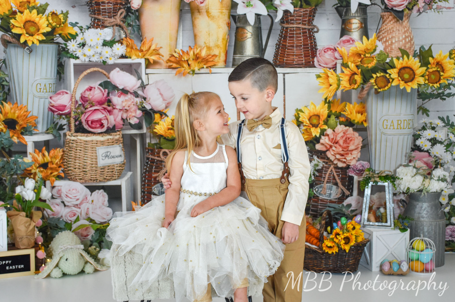 Kate Spring Flower Shop Sunflower Brick Wall Backdrop Designed by Emetselch -UK